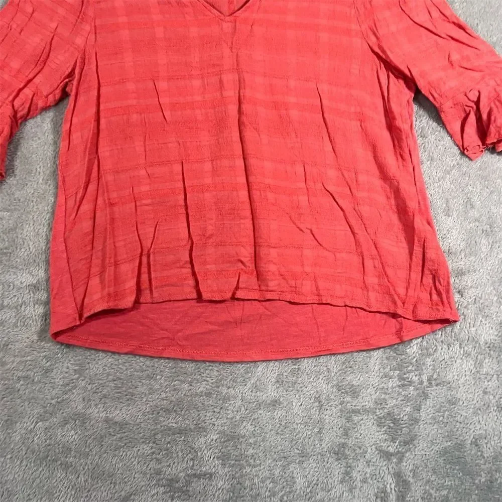 Anthropologie Dolan‎ Blouse Women's XS Salmon V-Neck Ruffle Sleeve Casual